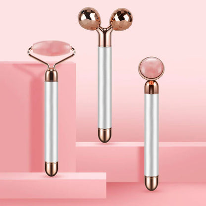 Medivita 3-in-1 Vibrating Rose Quartz Facial Roller