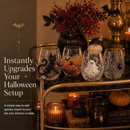 🔥LAST DAY 40% OFF - 🎃 3D Halloween Artisan Glass Cups, Festive Parties & Cozy Fall Home Bar Vibes